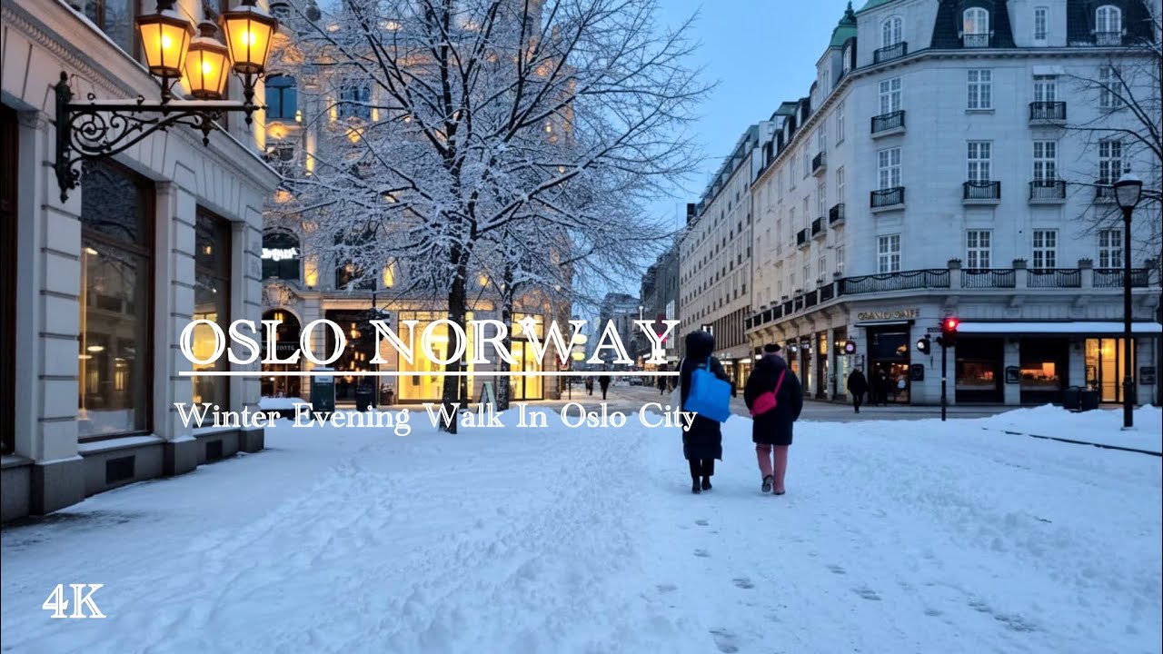 OSLO NORWAY, Winter Evening Walk In Oslo 🇳🇴❄️ Virtual Walking Tour! 4K