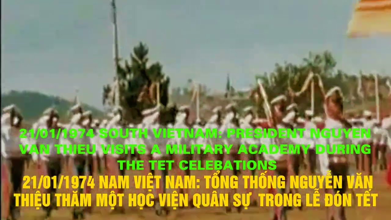 21/01/1974 South Vietnam: President Nguyen Van Thieu visits military academy during Tet celebrations