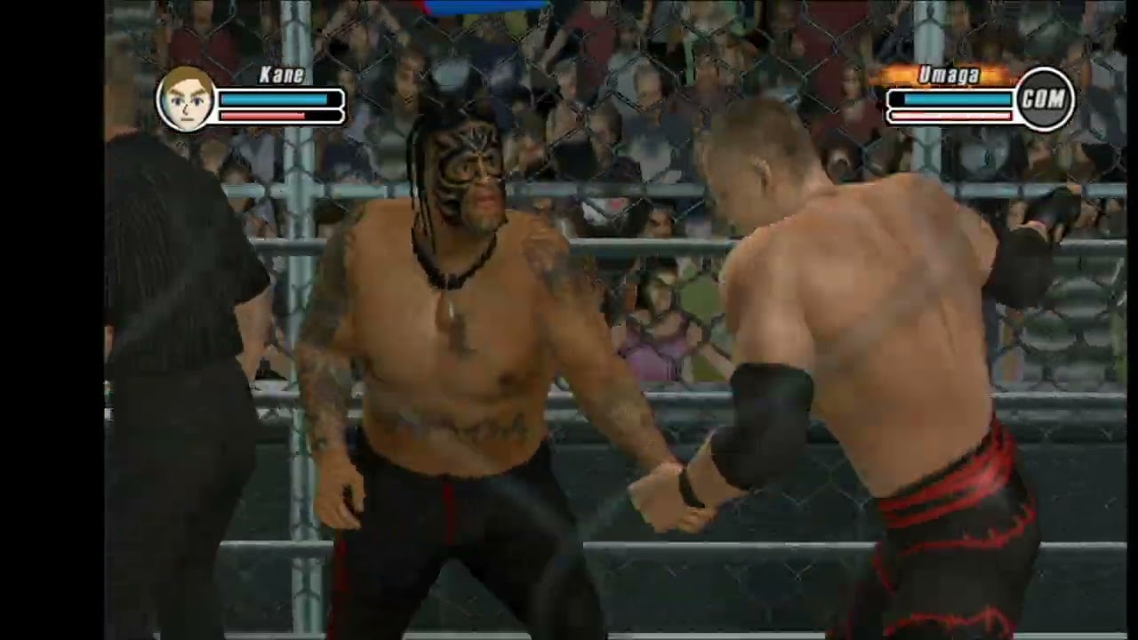 WWE Smackdown vs Raw 2009 - WII Gameplay - Kane vs Umaga - Hell in a Cell Match