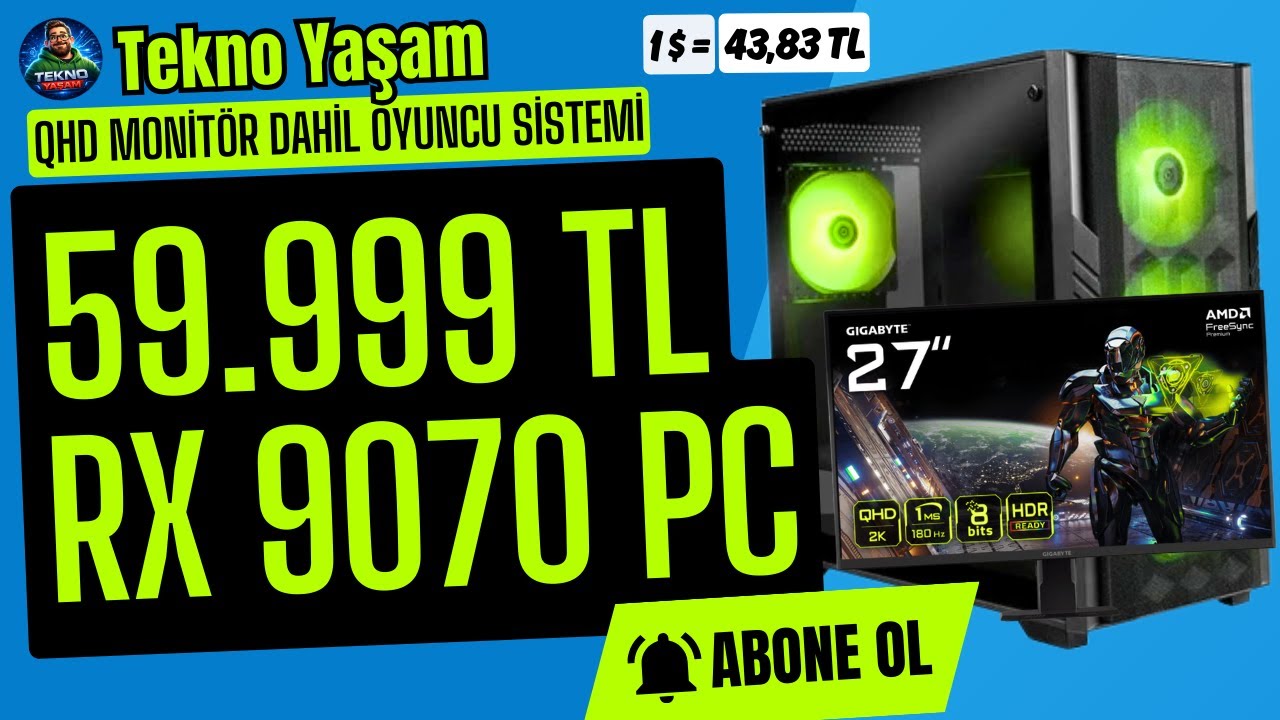 2K Monitör Dahil RX9070 Oyuncu Sistemi Dip Fiyata Kaçmaz #toplamapc