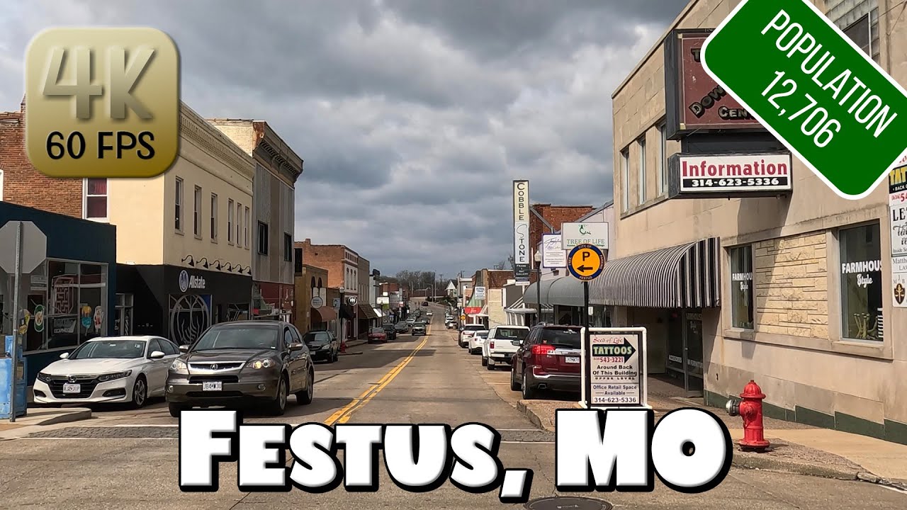 Driving Around Small Town Festus, Missouri in 4k Video