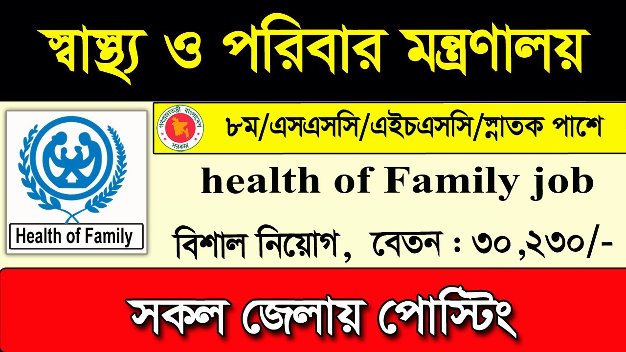 Ministry of Health and Family Job Circular 2025. Heath & Family job circular 2025. New job news