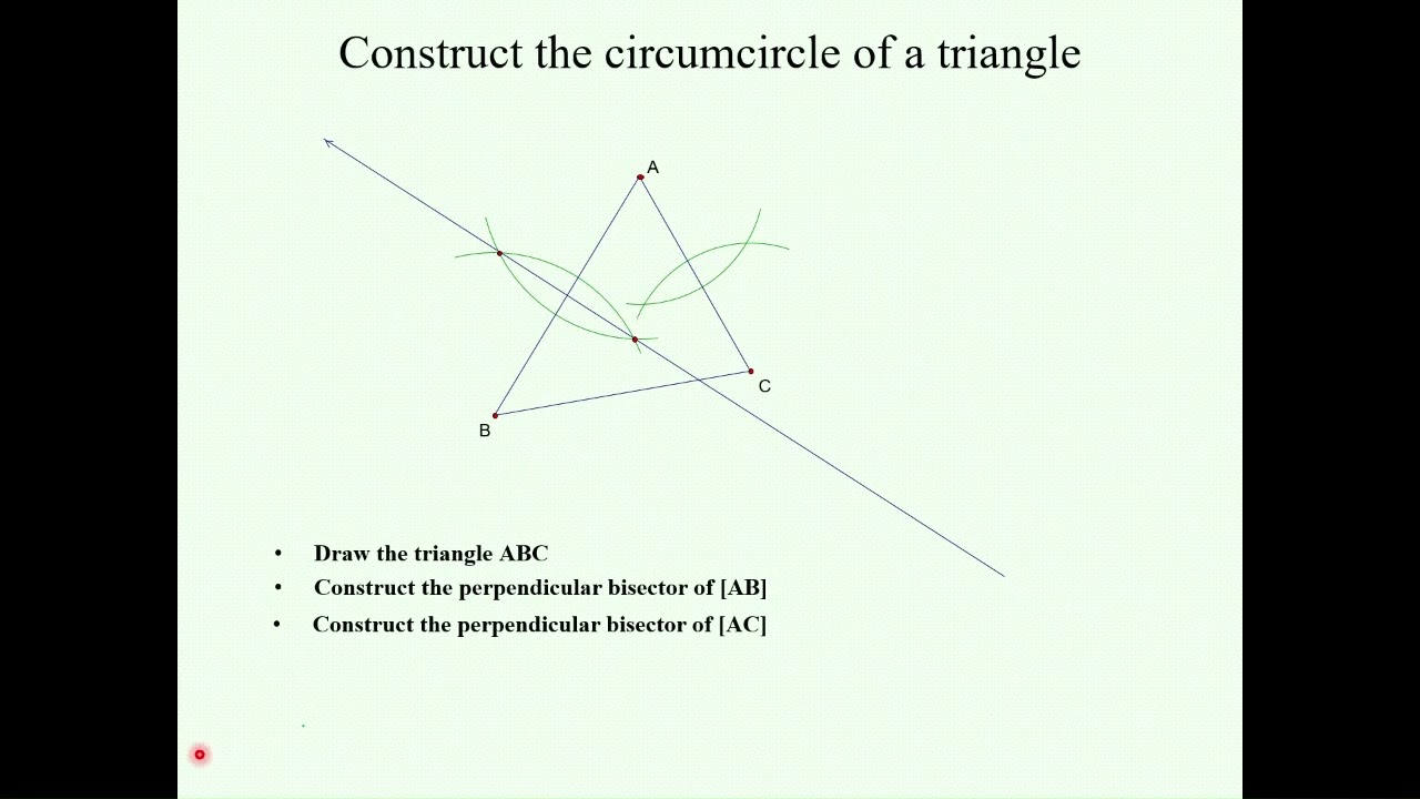 Construction of circumcircle of a triangle