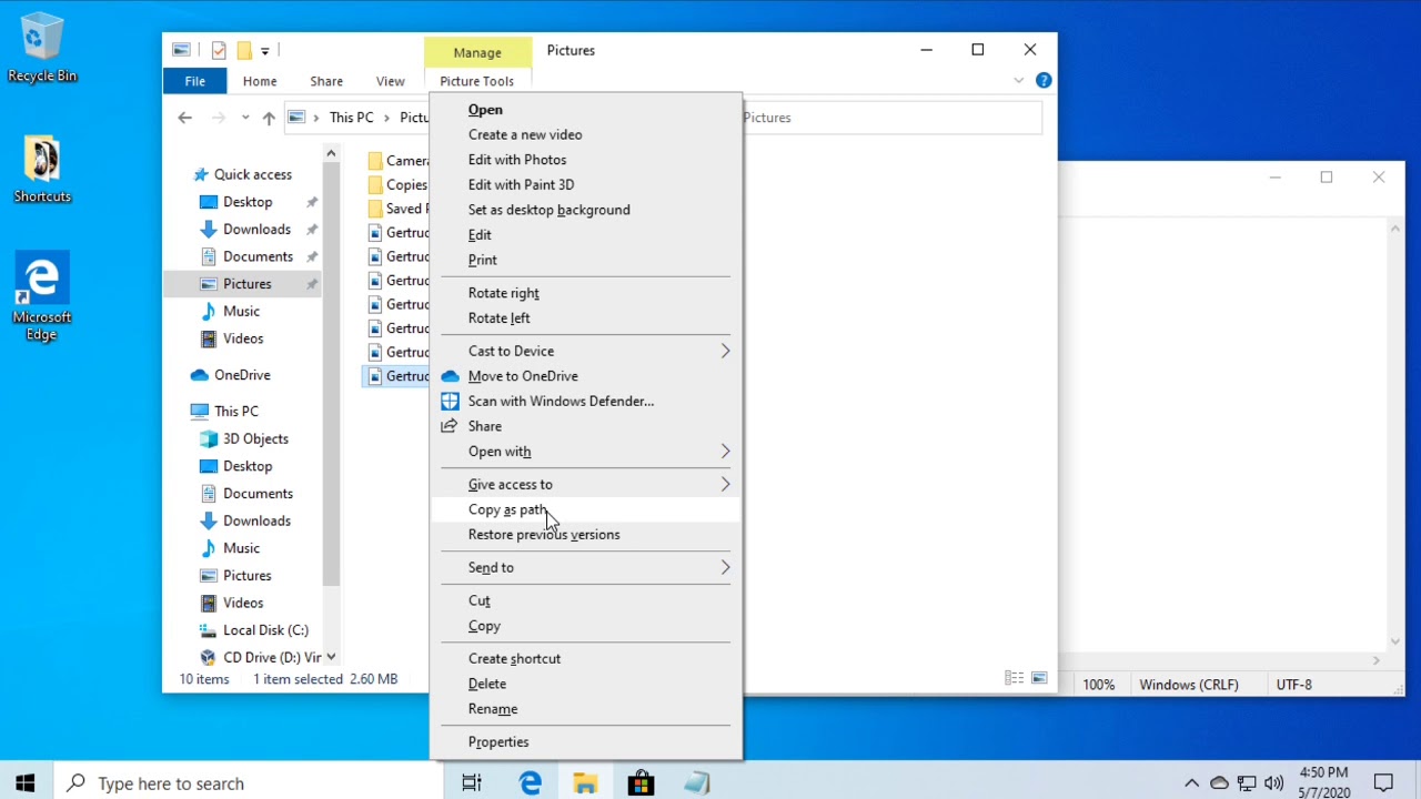 Copy Full Path To A File In Windows 10