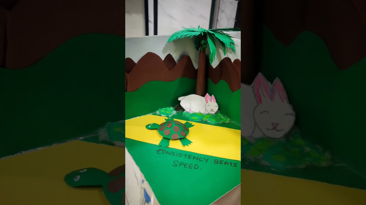 The hare and tortoise | moral story project #schoolproject #craft #drawing #diycrafts #art #project