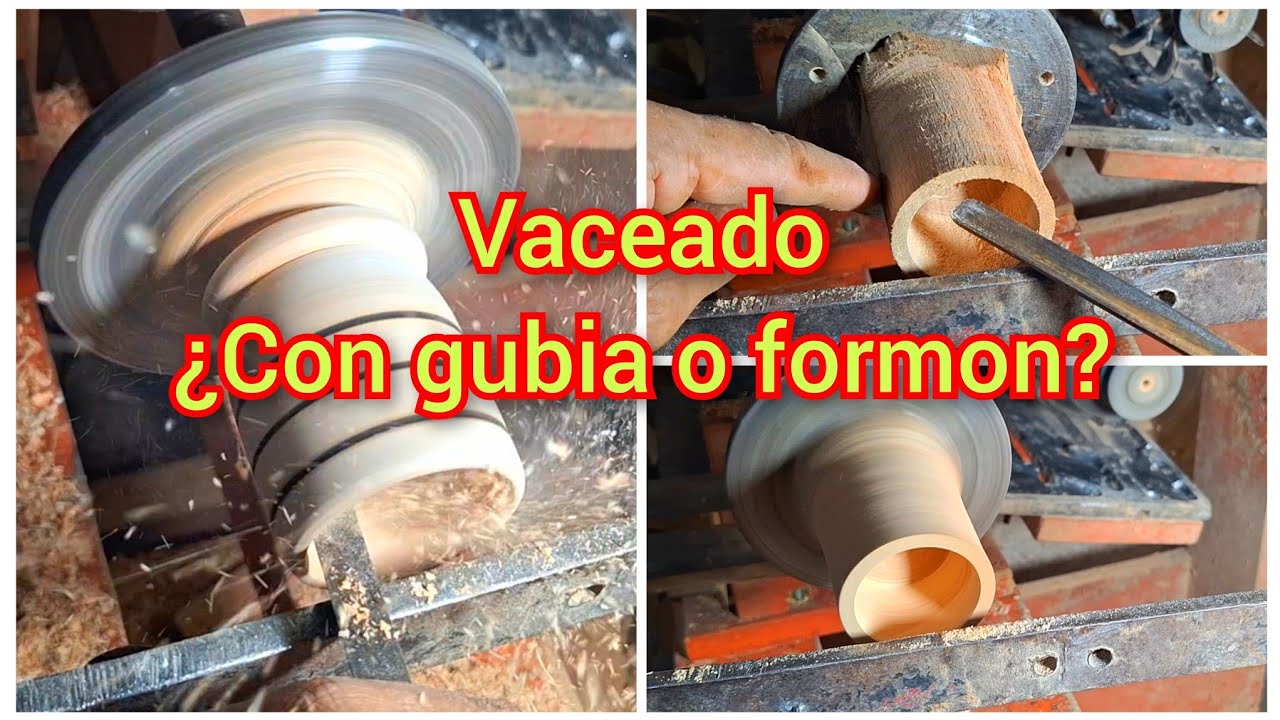 Vaceado torno en madera con gubia o escoplo