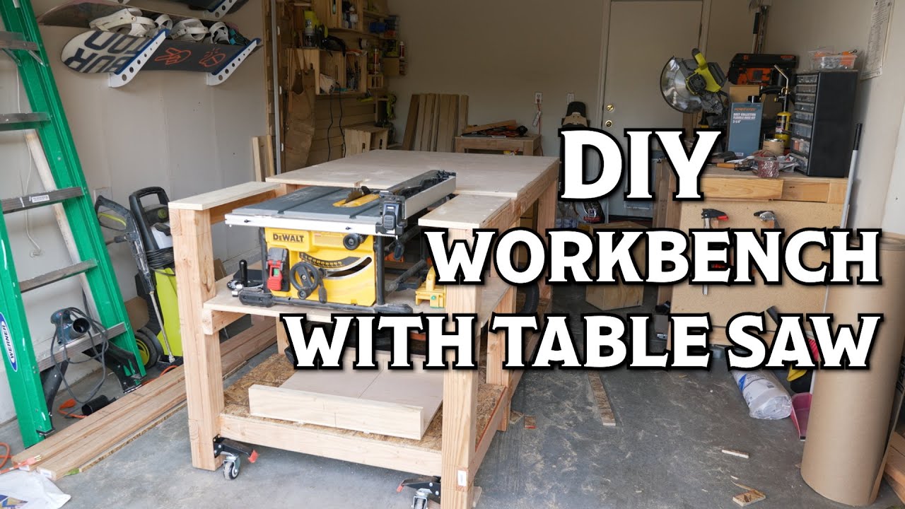 DIY workbench with built in table saw 