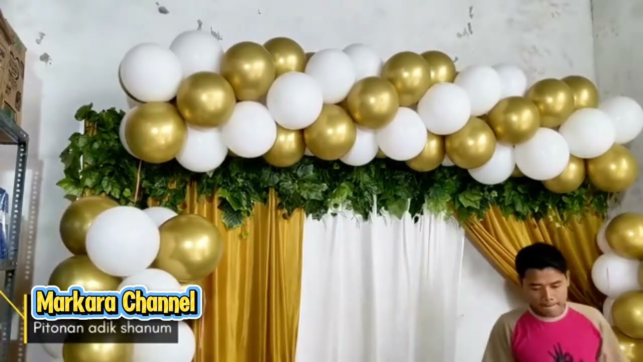 BIKIN DEKORASI BALON EMAS PUTIH ELEGANT