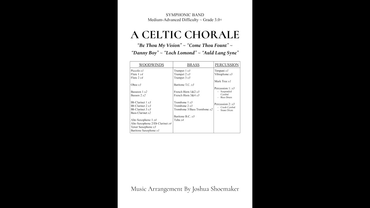 A Celtic Chorale (reupload) - Traditional Series (Symphonic Band) - Joshua Shoemaker Music