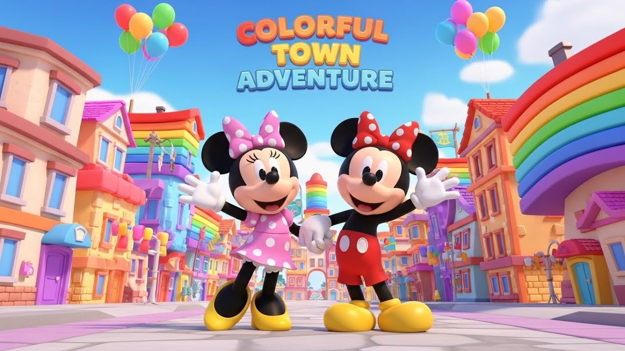 Mickey and Minnie Visits Their Colorful Town 🌈✨ | Fun Kids Adventure 