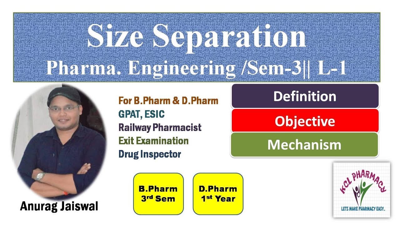 Size Separation || Definition , Objective & Mechanism || L-1/Chapter-3 Pharm Engineering + L-1 Ch-6