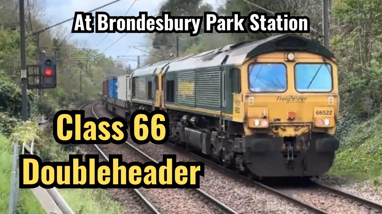 Freightliner Class 66 Doubleheader Charges Through Brondesbury Park