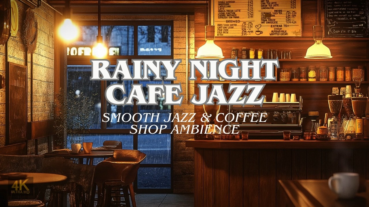 Rainy Night Cafe Jazz 🌧️☕ Smooth Jazz & Coffee Shop Ambience for Study & Relaxation (4K)