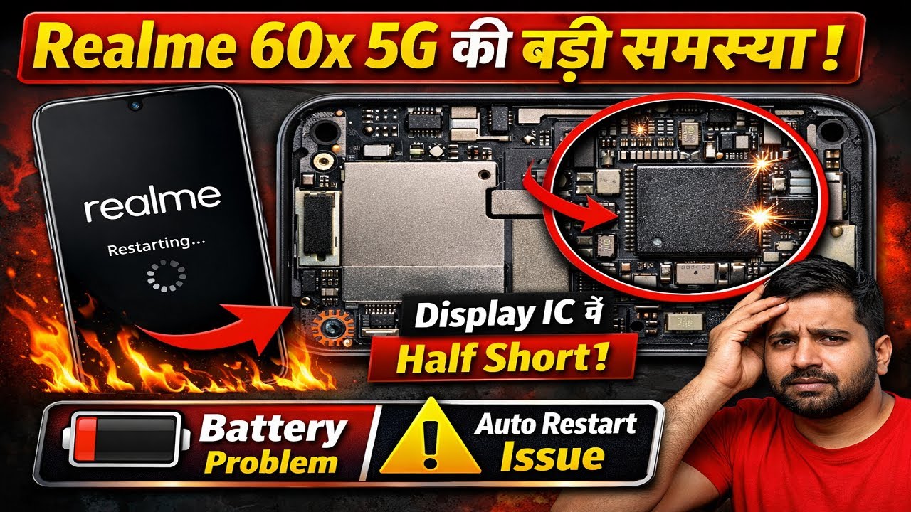Realme 60x 5G Auto Restart Problem 🔥 Battery Not Store | Display IC Half Short Fix