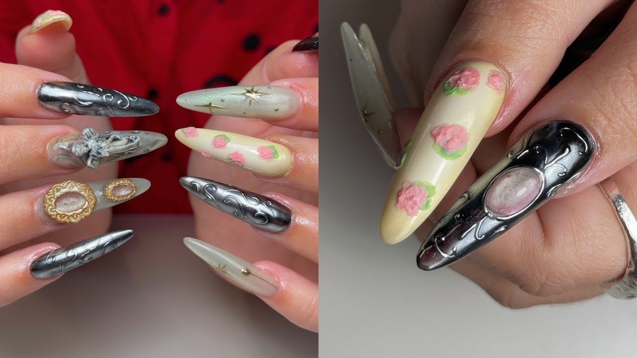 Romantasy Nail Art Tutorial 🩶 Chrome Armour Effect