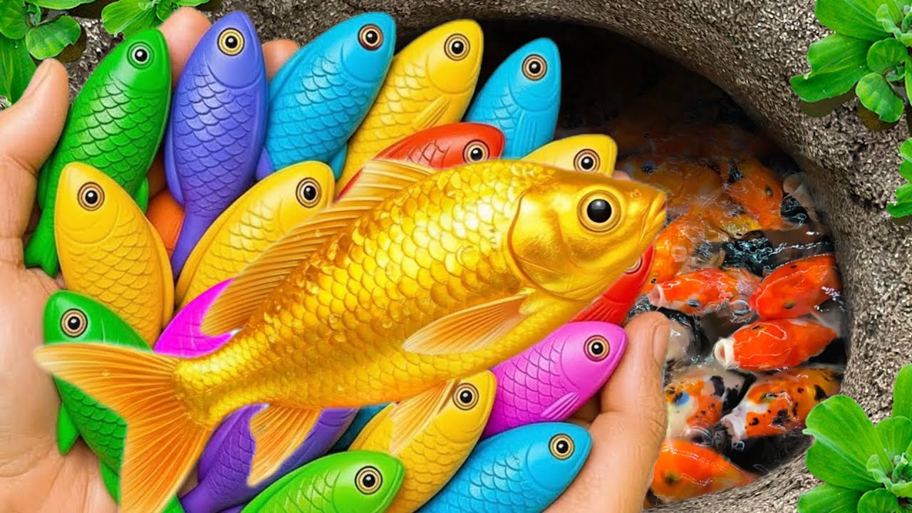 Catch beautiful ornamental fish in small pond: baby turtle, goby, neon fish, snakehead fish, eel 🐬🐠🐳