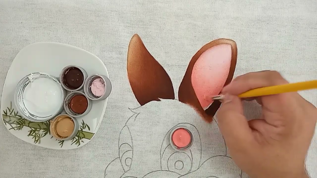 Coelhinho da Páscoa Feliz Pintura em Tecido - Aula 310 - Parte 1 - Bruno Silva