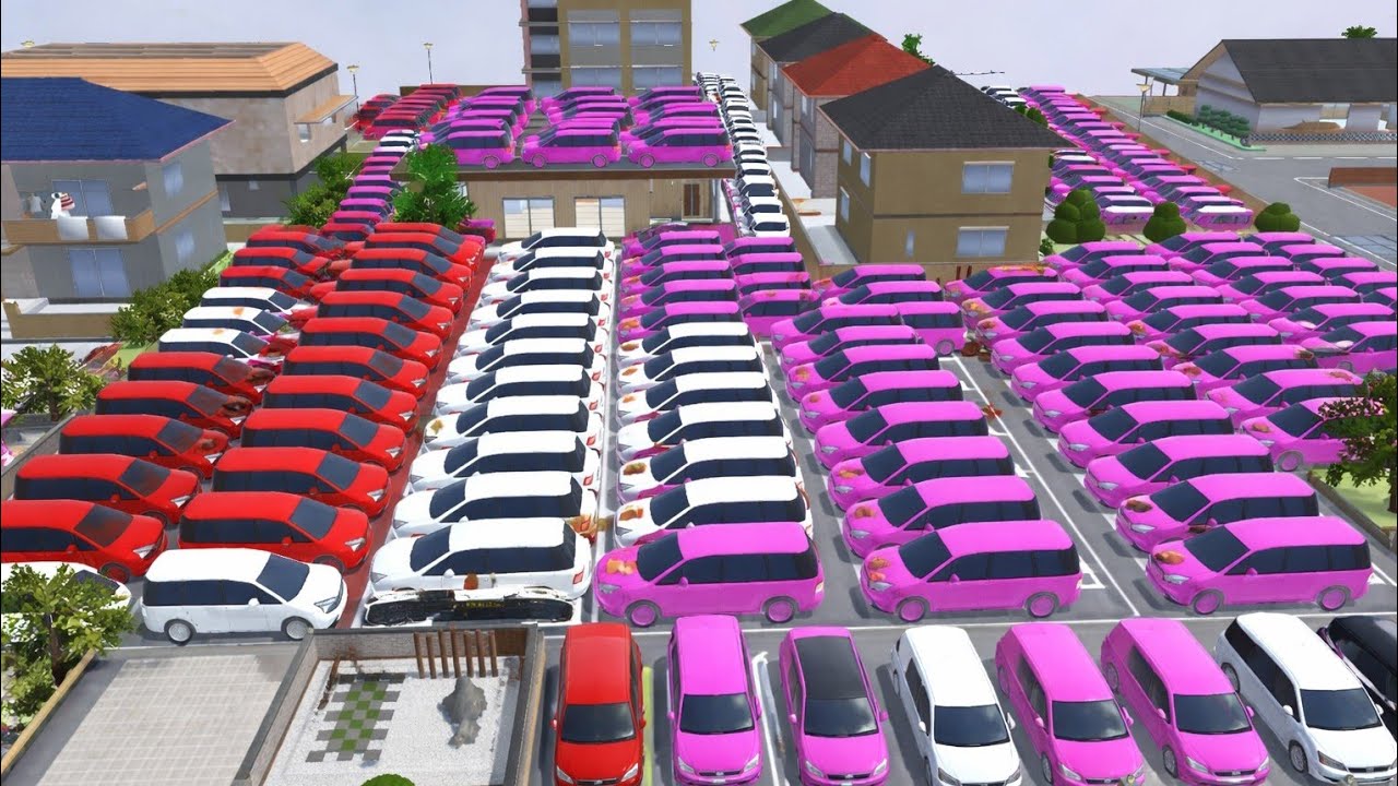 Sakura School Simulator | Pink Cars Collection at Boy’s House + Red & White Car Lines 🚗🔥