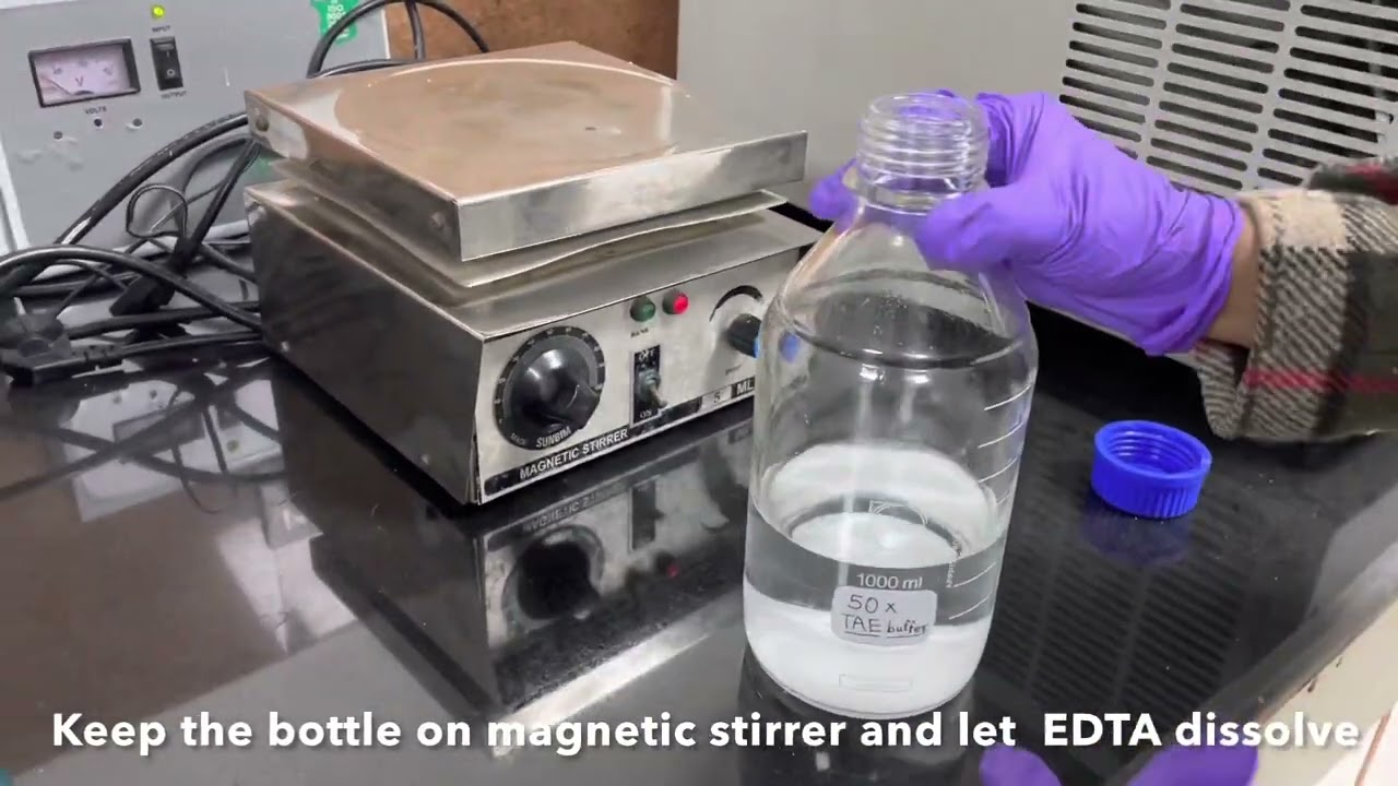 Composition and prepration of 50x TAE Buffer stock (Tris acetate EDTA)