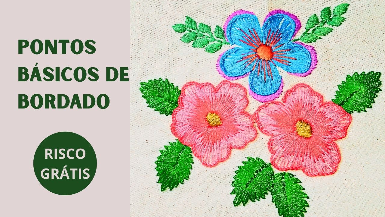 Lindas flores bordadas à mão 🌹 ponto caseado + ponto cheio + ponto margarida