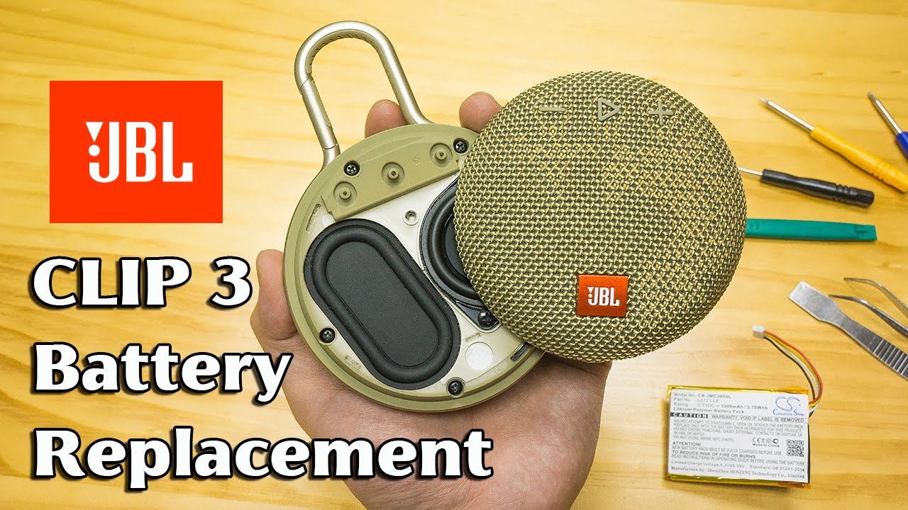JBL Clip 3 battery replacement; teardown; disassembly