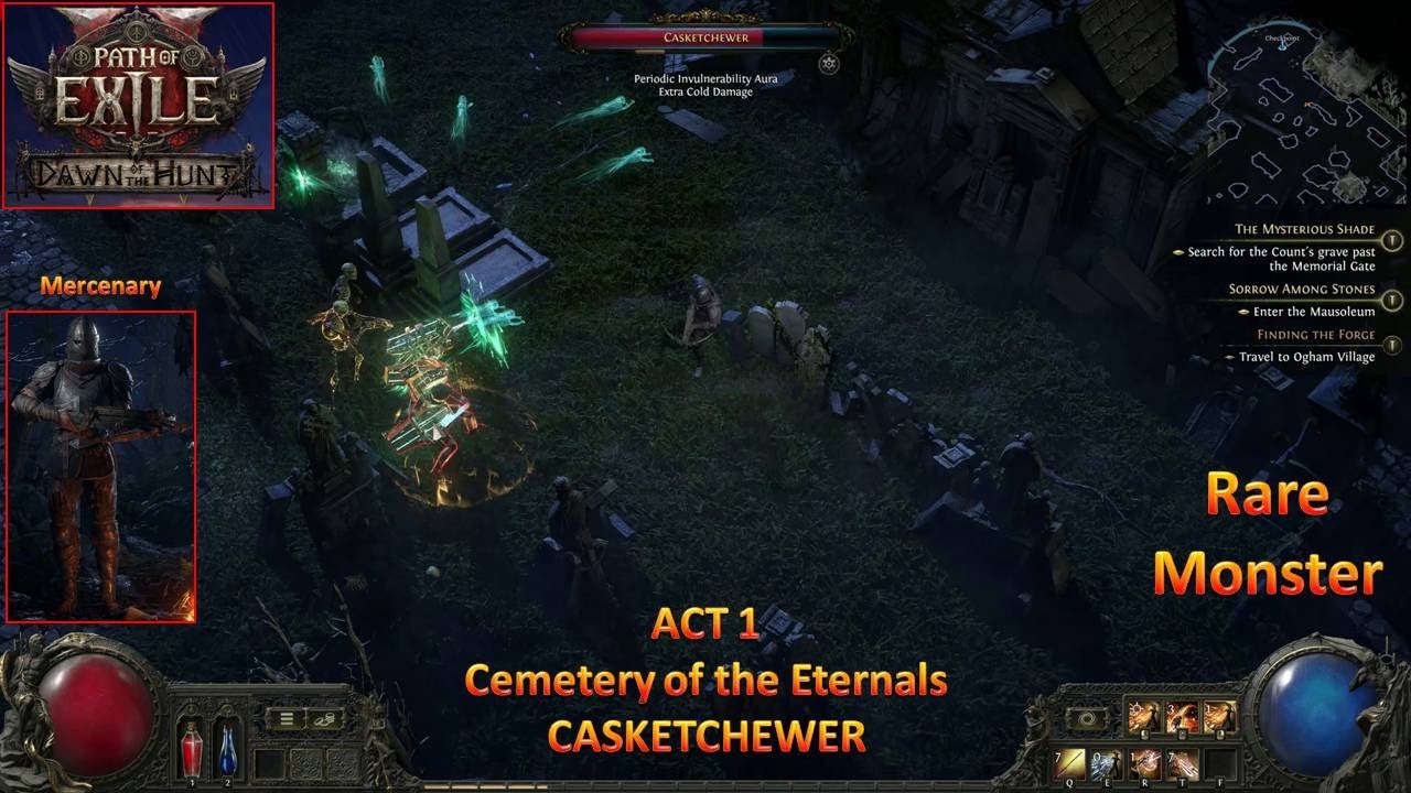 [*/\*] Path of Exile 2 - ACT 1 The Cemetery of the Eternals - Rare Monster Casketchewer (Mercenary)