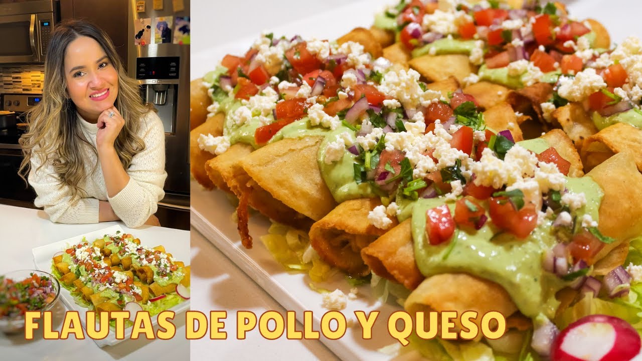 FLAUTAS DE POLLO Y QUESO | Tacos dorados crujientes