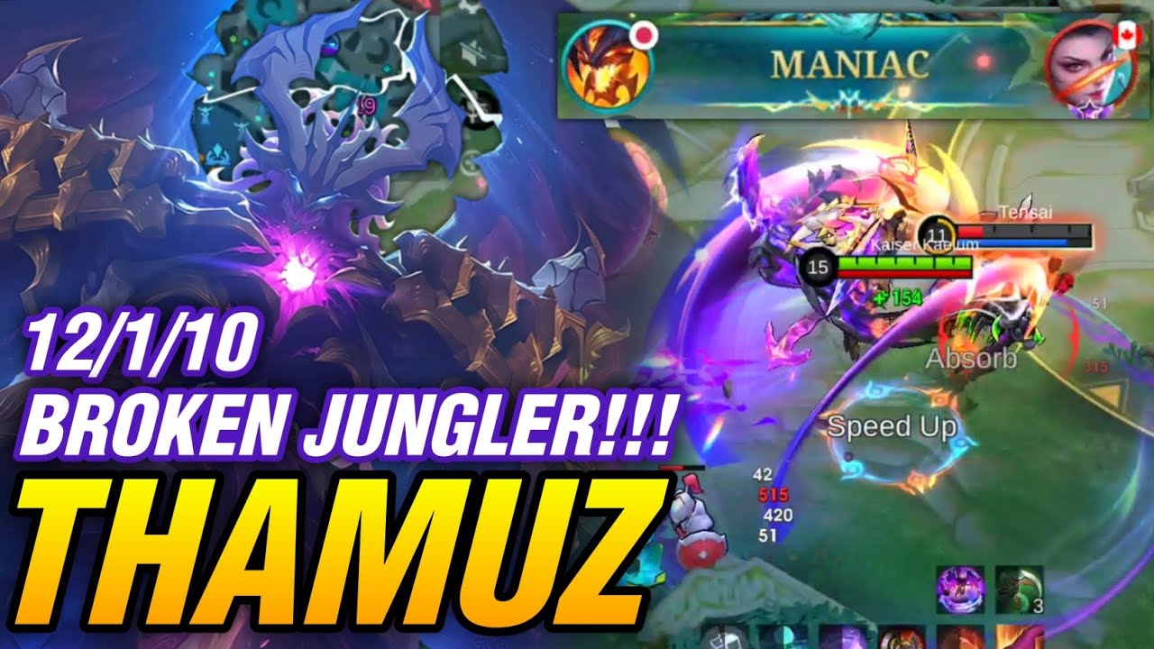 MANIAC!!! NEW SEASON THAMUZ JUNGLE DOMINATION | Mobile Legends