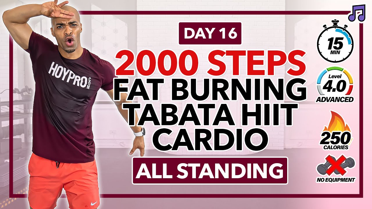 15-минутная тренировка по фристайлу Табата Кардио HIIT | Кардио 2000 шагов - День 16