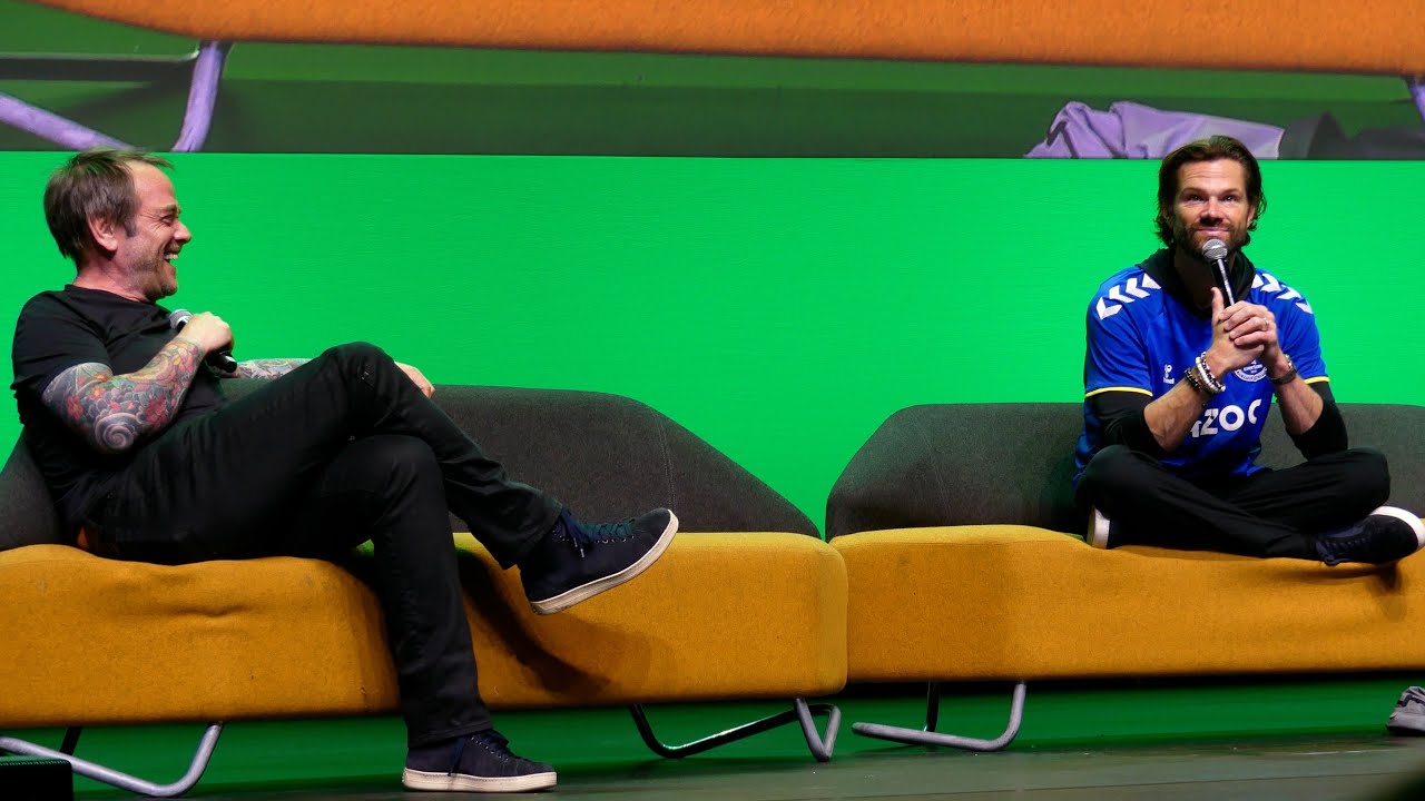(4K) Jared Padalecki and Mark Sheppard. Supernatural panel Liverpool Comic Con 2024