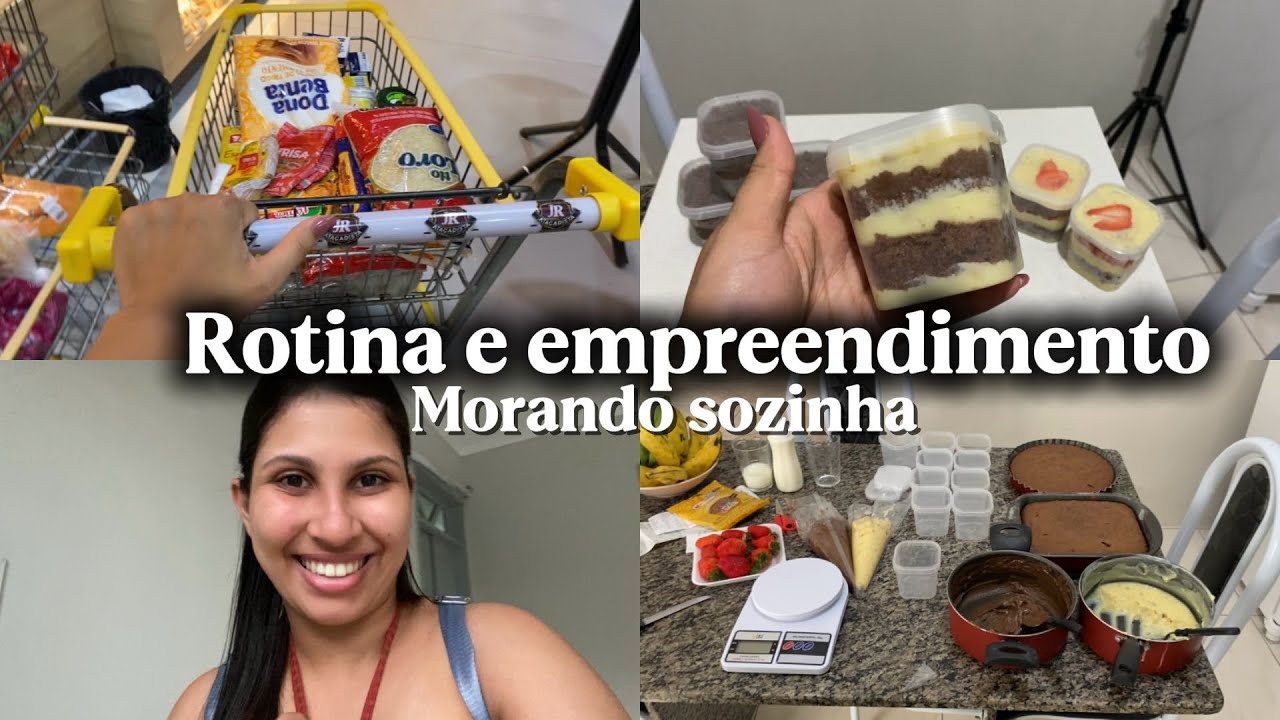 Rotina morando sozinha, compras da semana, vou começar a vender bolo no pote, mostrei a produção