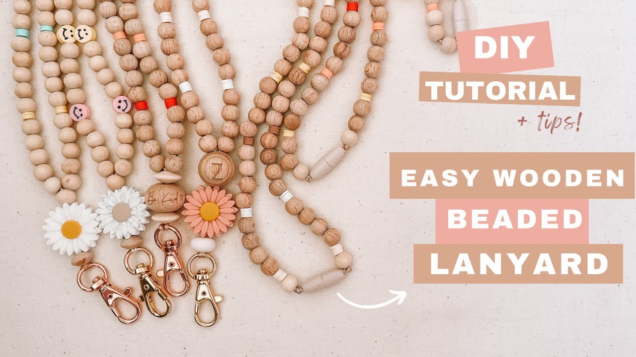 Wooden Beaded Lanyard Tutorial | DIY Silicone & Beech Wood Full Strand with Safety Pop Clasp