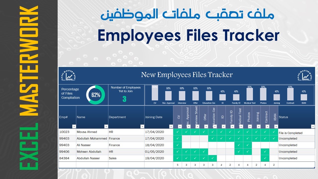 تصميم ملف تتبع لملفات الموظفين مع داش بورد