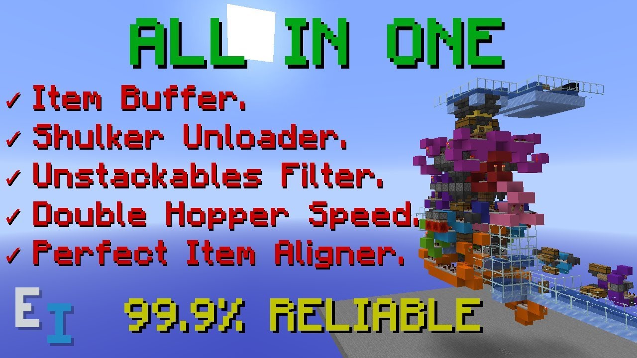 Perfect Item Aligner w/ Shulker Unloader, & Unstackables Filter for Double Speed Item Sorters