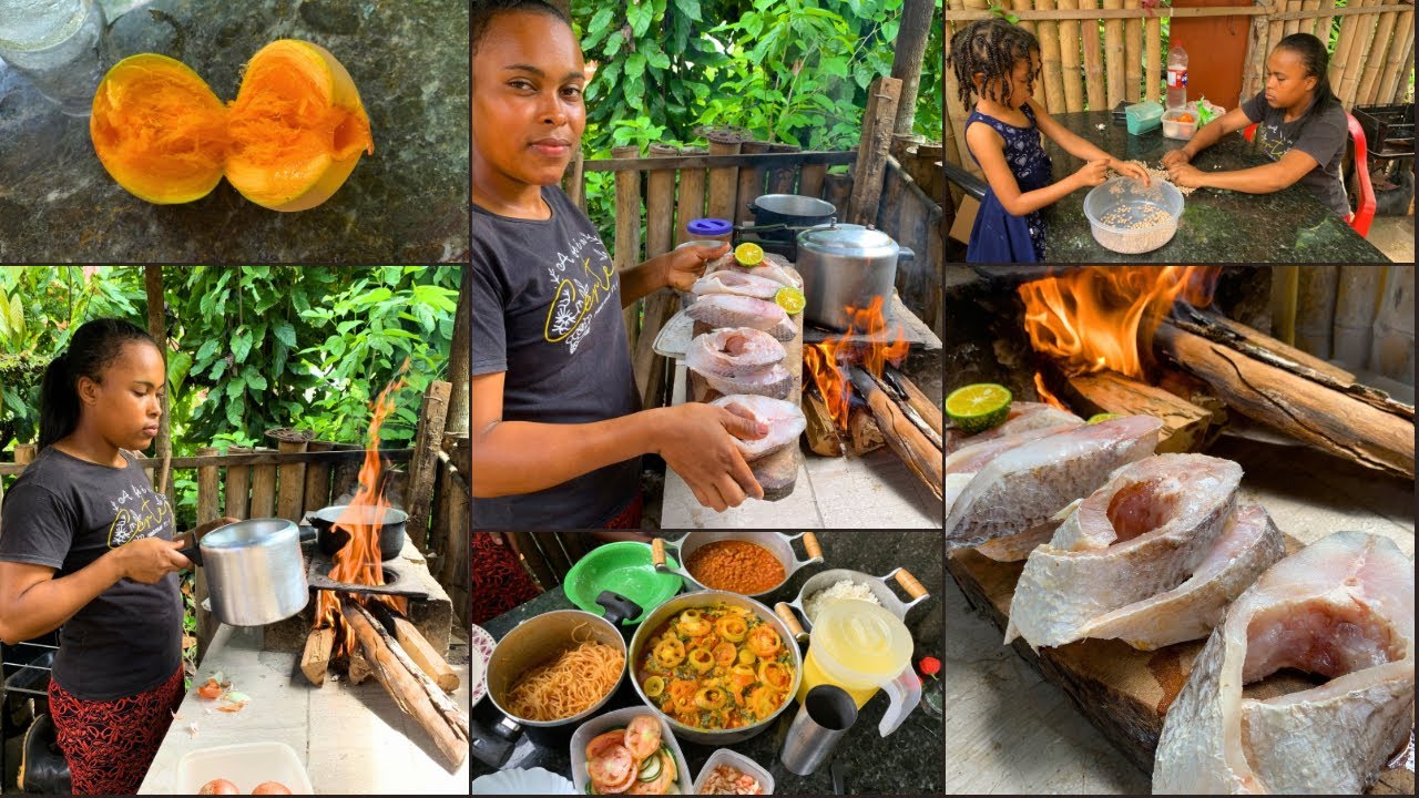 Preparei uma moqueca de posta de corvina, no capricho e aquele feijão com charque, uma maravilha.