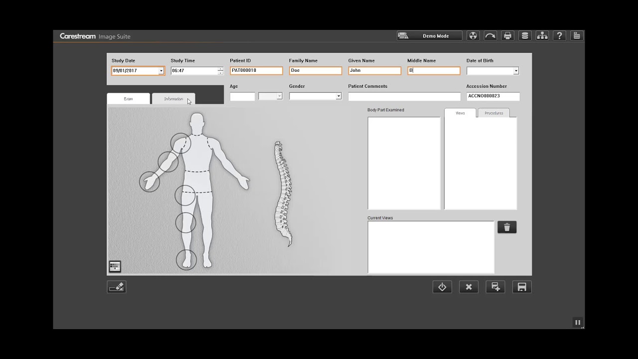Create New Patient Exam in ImageSuite