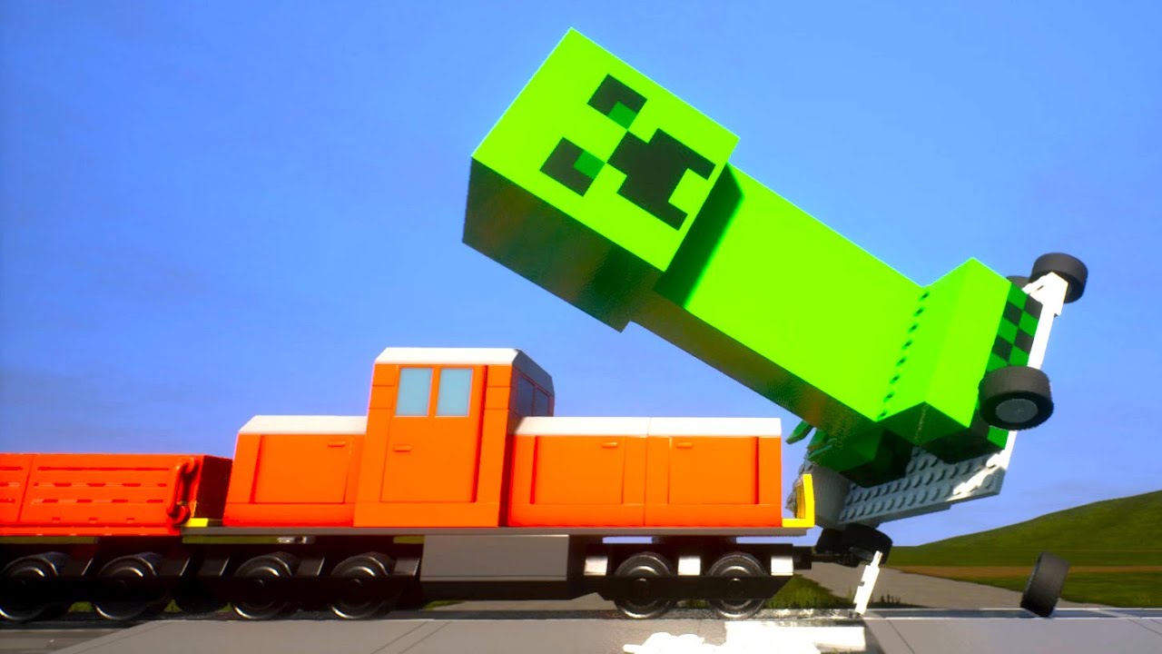 LEGO Майнкрафт крипер vs ЛЕГО поезд #4! Brick Rigs видео! Брик Ригс моды! Бриг Рикс аварии!