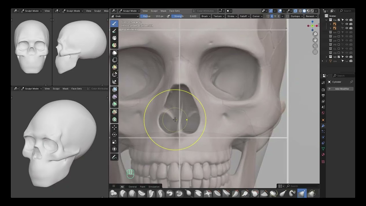 esculpiendo craneo en blender