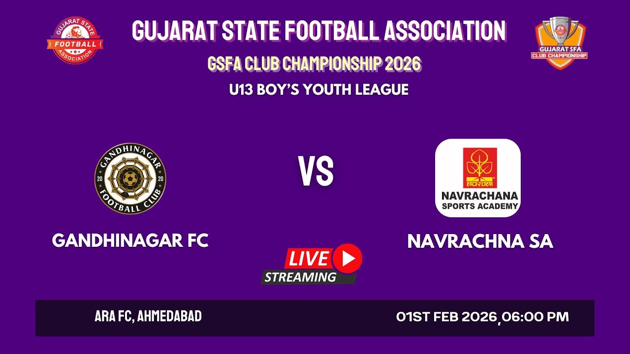 GSFA CLUB CHAMPIONSHIP 2026 | GANDHINAGAR FC VS NAVRACHNA SA | U-13 BOY’S YOUTH LEAGUE