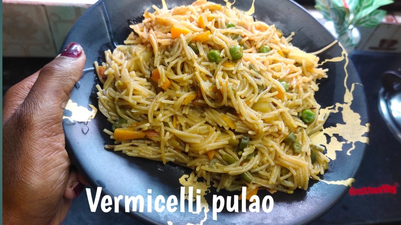 Vermicelli pulao recipe | semiya pulao for breakfast & lunch box #vermicelli