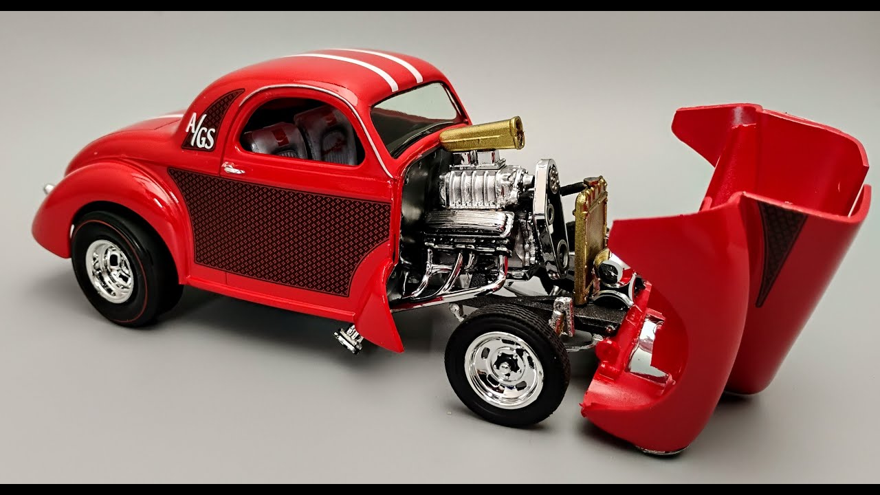 1940 Willys Gasser Supercharged V8 1/25 Scale Model Kit Build How To Assemble Paint Decal Coca Cola