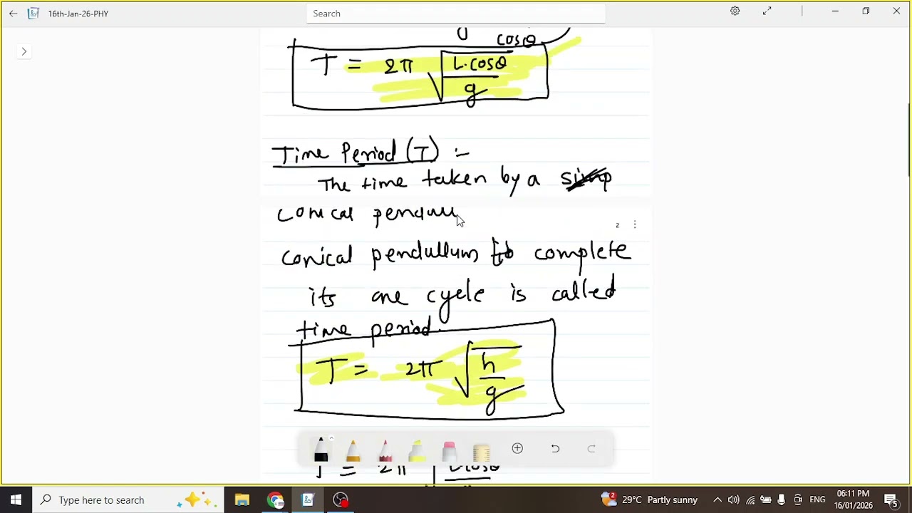 Time Period of Conical Pemdulum I Rotational Dynamics I Class XII