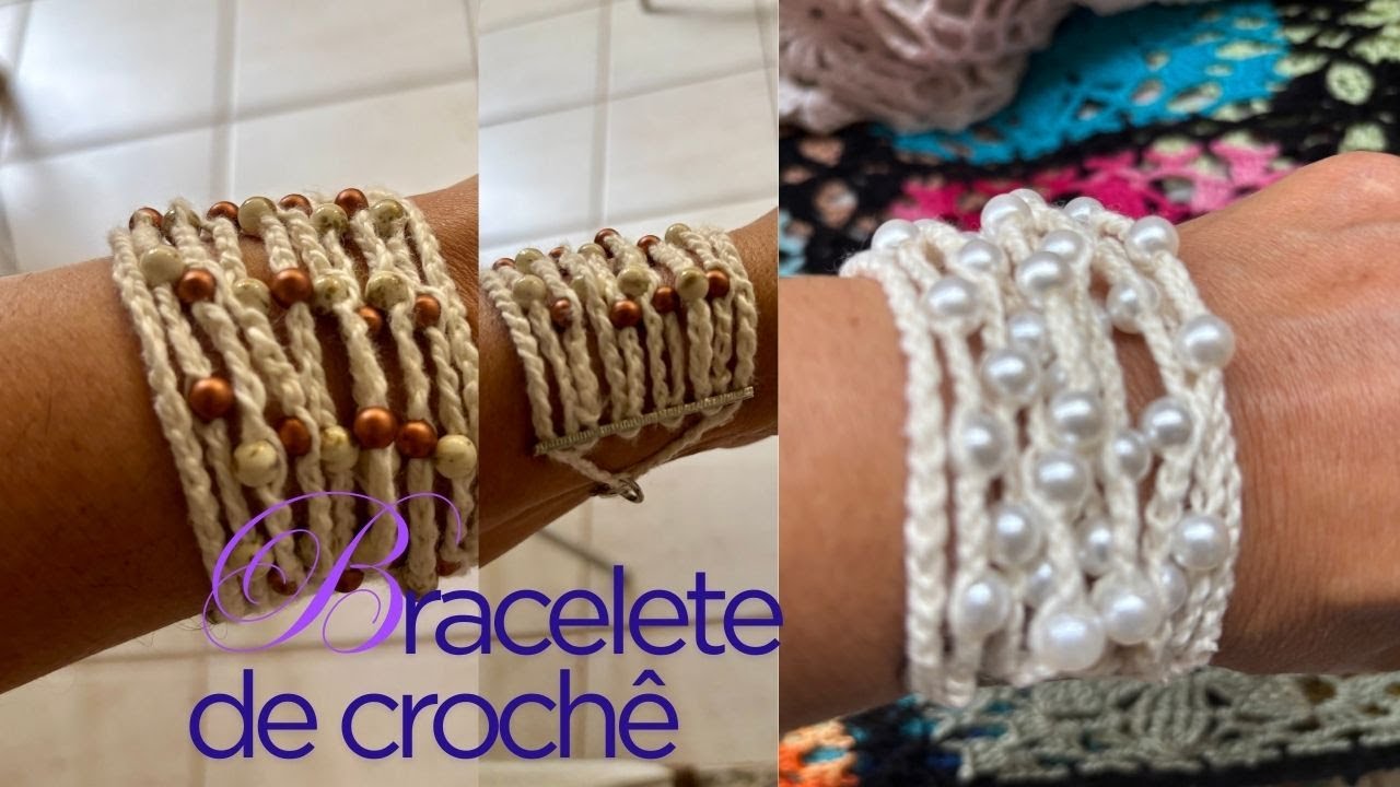 Bracelete (pulseira) de crochê - Lindo e fácil de fazer!!