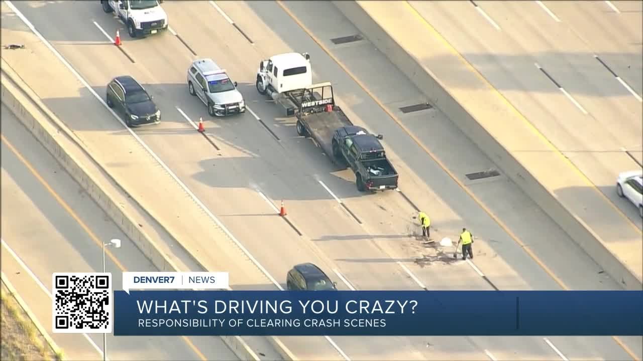 Who's responsible for cleaning up a collision scene on the highways?
