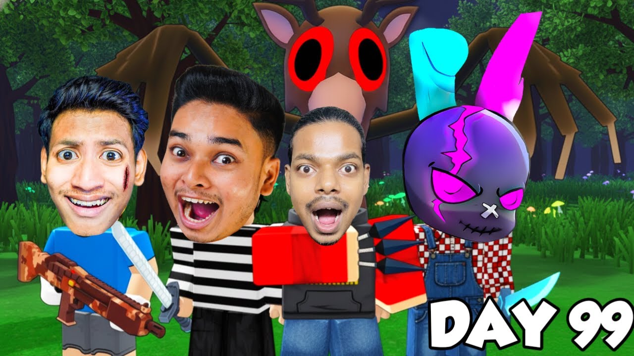 SURVIVING 99 NIGHTS IN THE FOREST WITH @SokherGamer   @TheBanglaGamer  @GamingSubrata | ROBLOX