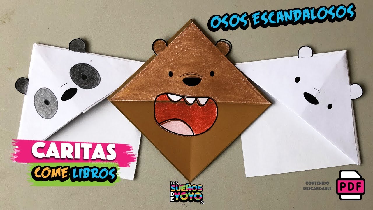 Separadores de origami (Caritas come libros) Osos EscandalOSOS