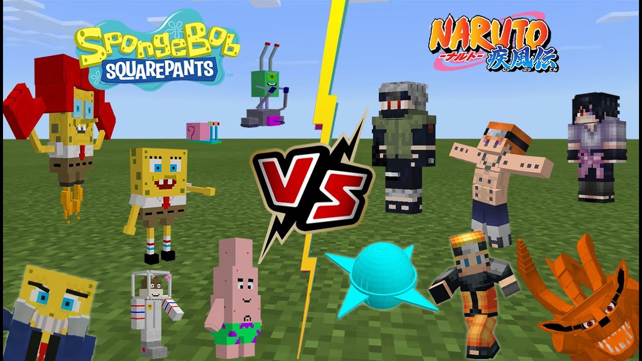 Spongebob Squarepants VS Naruto Shippuden (Spongebob VS Naruto)[Minecraft PE]
