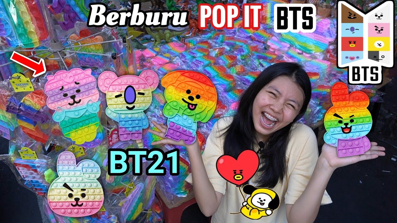 BORONG SEMUA POP IT BT21 DI PASAR ADA SEMUANYA! CHIMMY,TATA, MANG, RJ, COOKY, VAN, SHOOKY, KOYA !