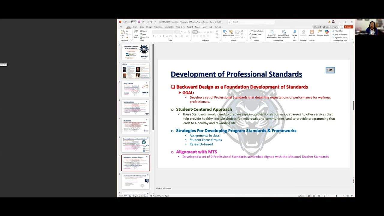MACTE Fall 2025 Presentation: Developing & Mapping Program Standards: Lincoln Univ.