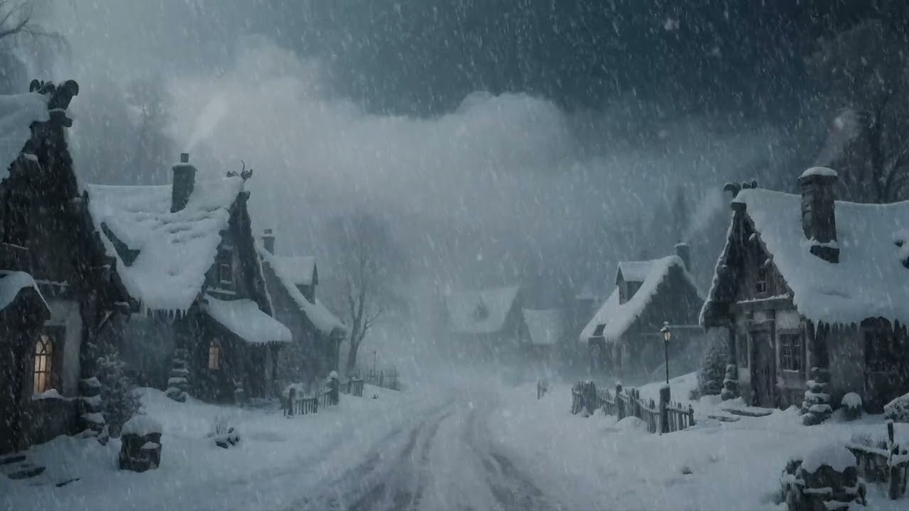 Extreme Snowfall Over an old Village | Calm Howling Wind sound